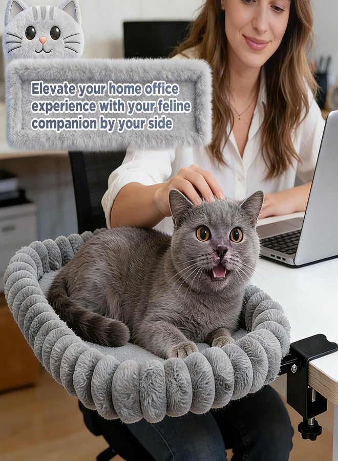 IPOW Cat Desk Bed Heavy Duty Steel Frame Supports up to 50lbs & 90°Foldable Space-Saving with Soft Ultra-Plush Faux Fur for Small Medium Large Cats - Image 4